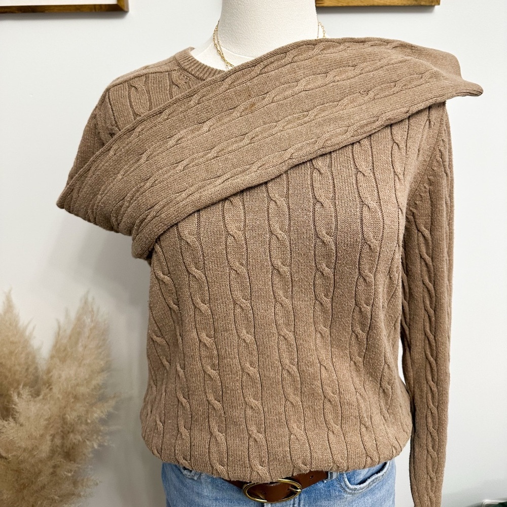 Hudson North Light Brown Cable Knit Sweater - Picture 6 of 9